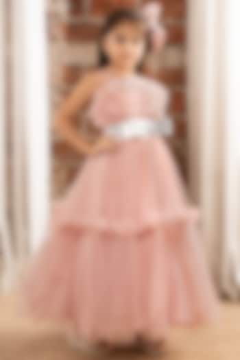 Onion Pink Net Gown For Girls by Ministitch at Pernia's Pop Up Shop