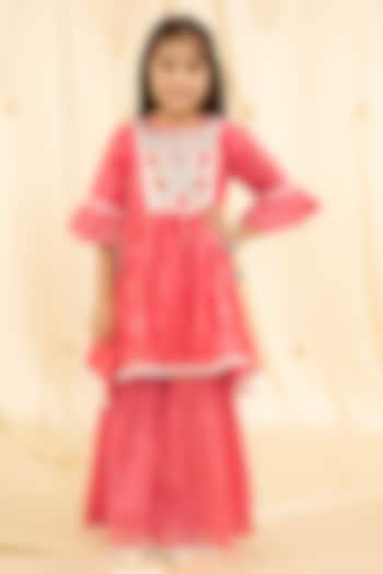 Pink Cotton Sharara Set For Girls by Ministitch at Pernia's Pop Up Shop