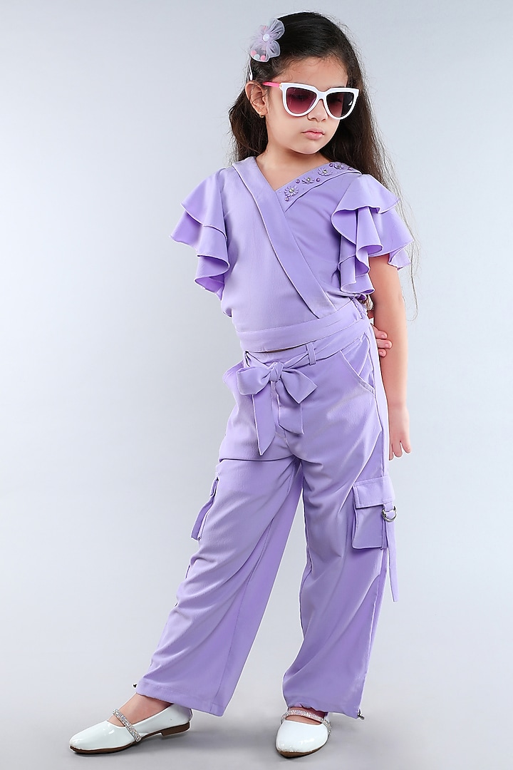 Lilac Cotton Co-Ord Set For Girls by Ministitch at Pernia's Pop Up Shop