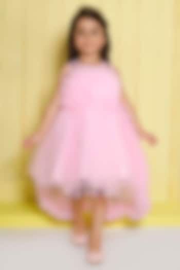 Baby Pink Net High-Low Dress For Girls by Ministitch at Pernia's Pop Up Shop