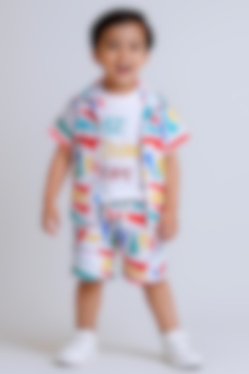 Multi-Colored Cotton Blend Abstract Printed Co-Ord Set For Boys by Ministitch at Pernia's Pop Up Shop