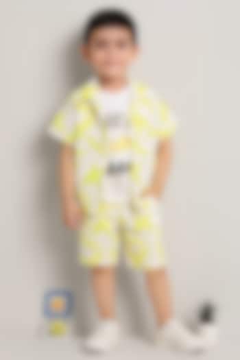 Yellow Cotton Blend Banana Printed Co-Ord Set For Boys by Ministitch at Pernia's Pop Up Shop