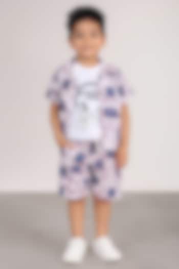 Beige Cotton Blend Printed Co-Ord Set For Boys by Ministitch at Pernia's Pop Up Shop