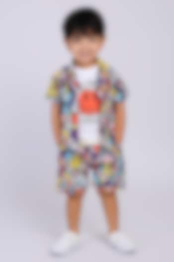 Multi-Colored Cotton Blend Abstract Printed Co-Ord Set For Boys by Ministitch at Pernia's Pop Up Shop