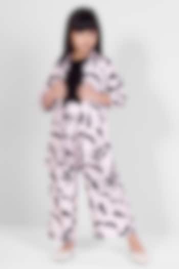 Beige Muslin Leaf Printed Co-Ord Set For Girls by Ministitch at Pernia's Pop Up Shop