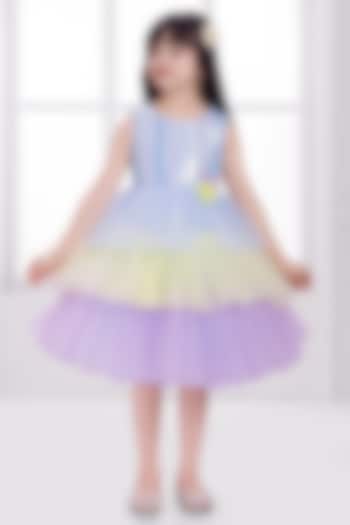 Multi-Colored Net Floral Applique Layered Dress For Girls by Ministitch at Pernia's Pop Up Shop