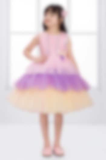 Multi-Colored Net Floral Applique Layered Dress For Girls by Ministitch at Pernia's Pop Up Shop