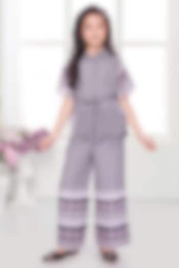 Black Georgette Geometric Printed Co-Ord Set For Girls by Ministitch at Pernia's Pop Up Shop