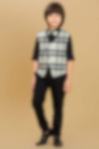 Black & White Velvet Waistcoat Set For Boys by Ministitch at Pernia's Pop Up Shop