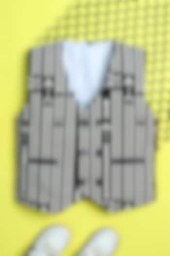 Black Velvet Checkered Waistcoat For Boys by Ministitch at Pernia's Pop Up Shop