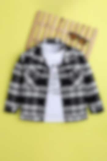 Black Denim & Velvet Shacket Set For Boys by Ministitch at Pernia's Pop Up Shop