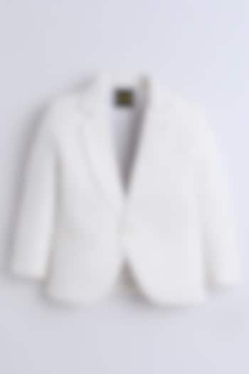 Off-White Linen Cotton Blazer For Boys by Ministitch at Pernia's Pop Up Shop