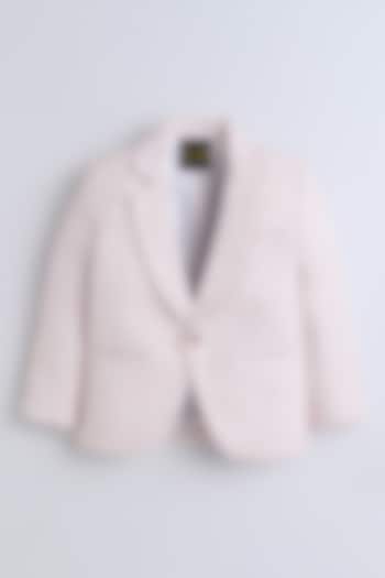 Peach Linen Cotton Blazer For Boys by Ministitch at Pernia's Pop Up Shop