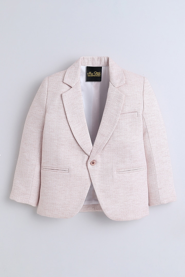 Peach Linen Cotton Blazer For Boys by Ministitch at Pernia's Pop Up Shop