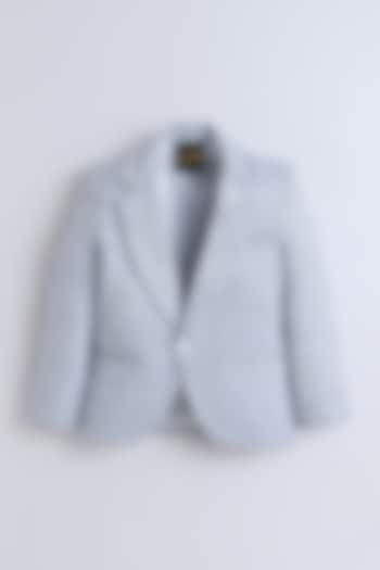 Blue Linen Cotton Blazer For Boys by Ministitch at Pernia's Pop Up Shop