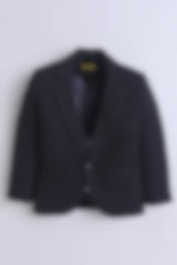 Black Cotton Blend Blazer For Boys by Ministitch at Pernia's Pop Up Shop