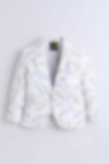 Off-White Cotton Printed Blazer For Boys by Ministitch at Pernia's Pop Up Shop