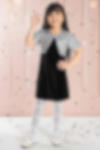 Black Velvet Sequin Embroidered Jacket Dress For Girls by Ministitch at Pernia's Pop Up Shop