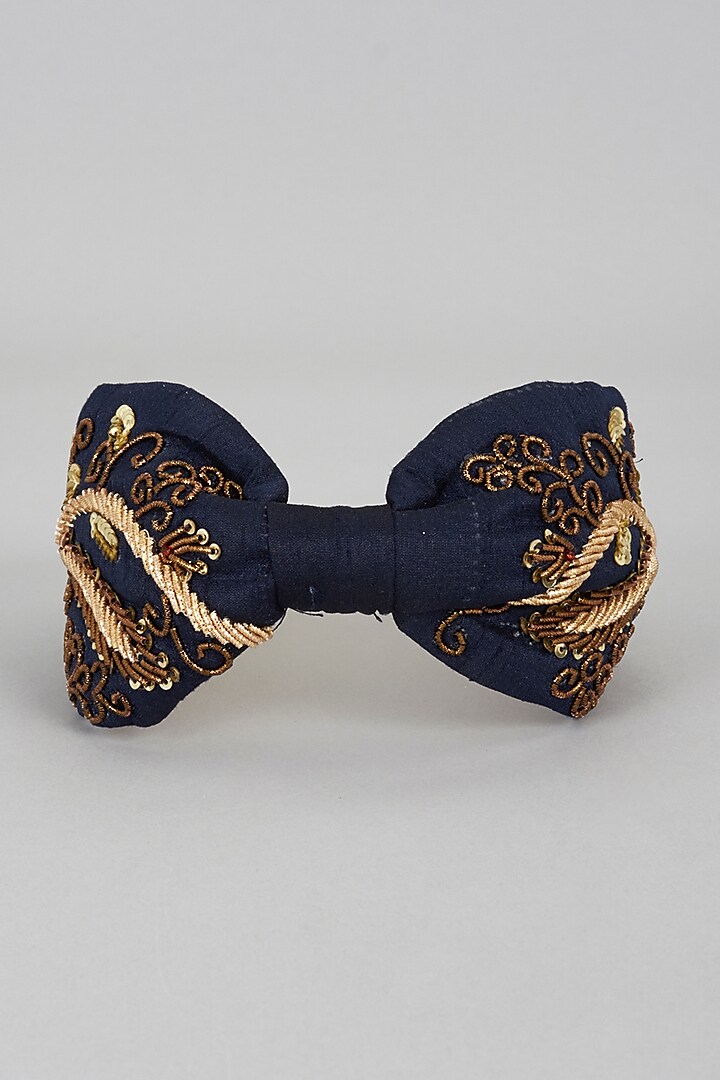 Black & Gold Silk Embroidered Headband by MISSY