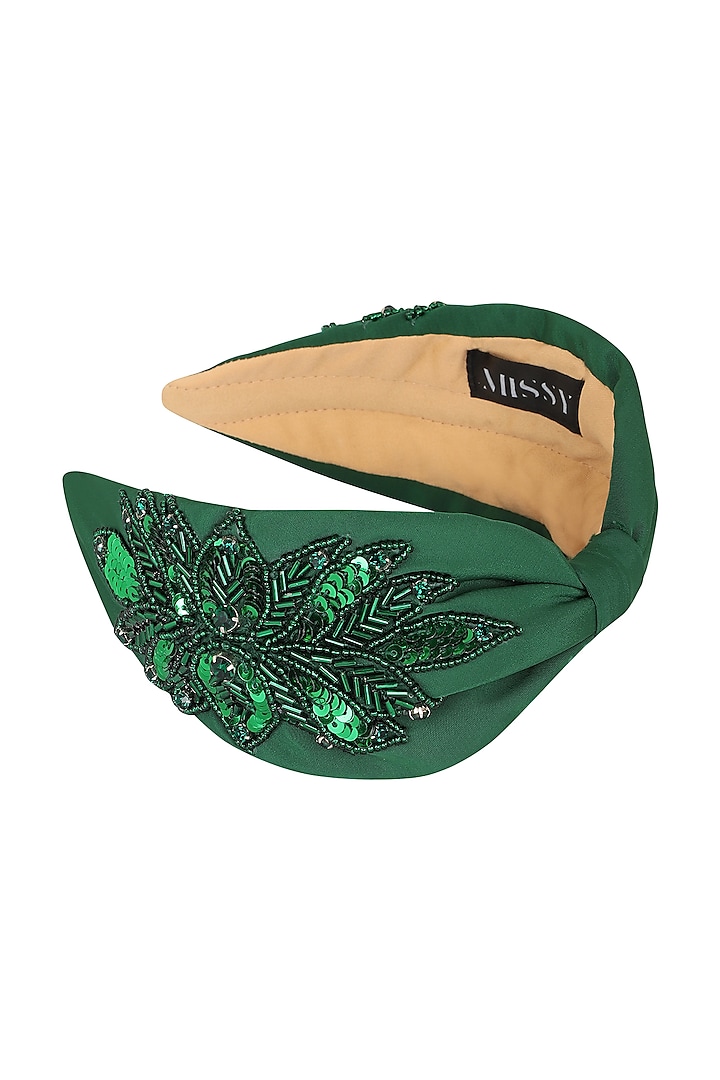 Green Sequins Embellished Headband by MISSY