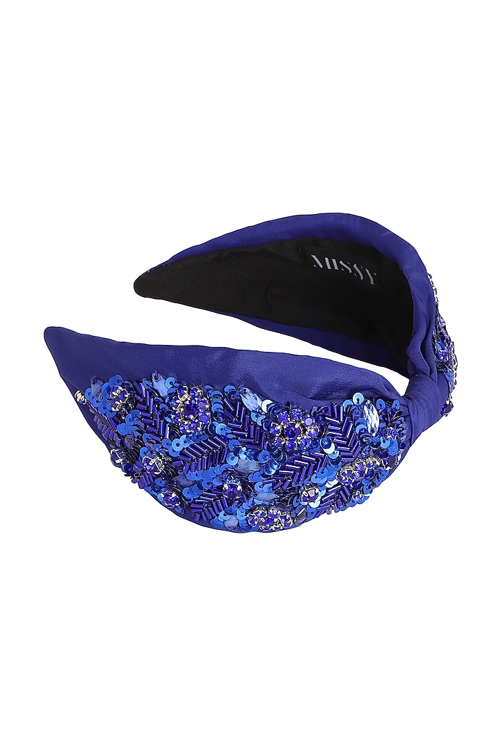 Blue Sequins Embellished Headband by MISSY