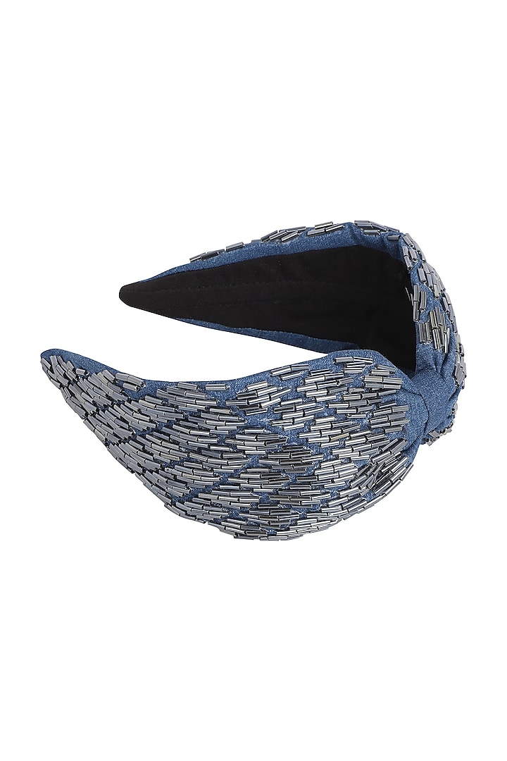 Black & Blue Embellished Headband by MISSY