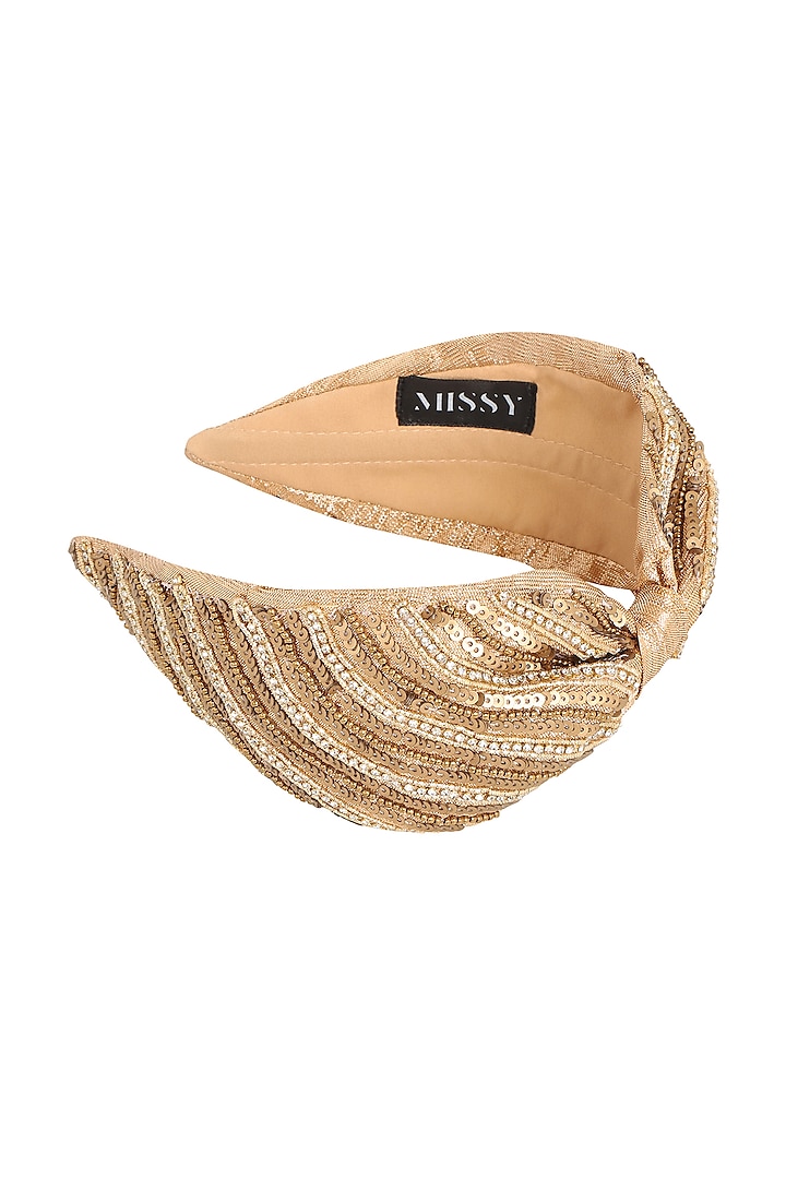 Gold Sequin Embellished Headband by MISSY