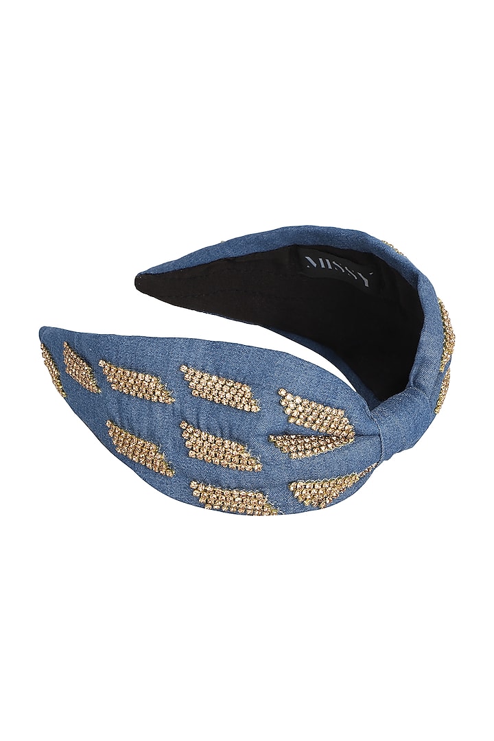 Blue Headband With Glitter Thread Work by MISSY