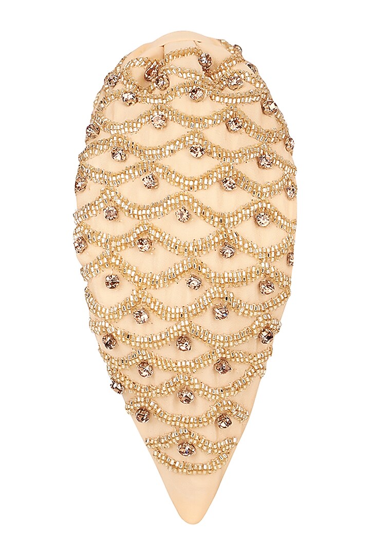Beige Cutdana Embroidered Headband by MISSY at Pernia's Pop Up Shop