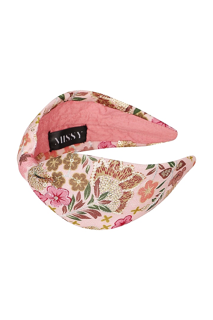 Pink Sequins Embroidered Headband by MISSY