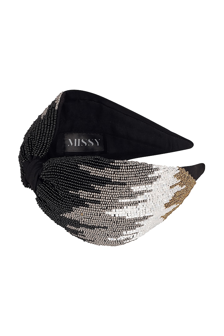 Black Embroidered Headband by MISSY