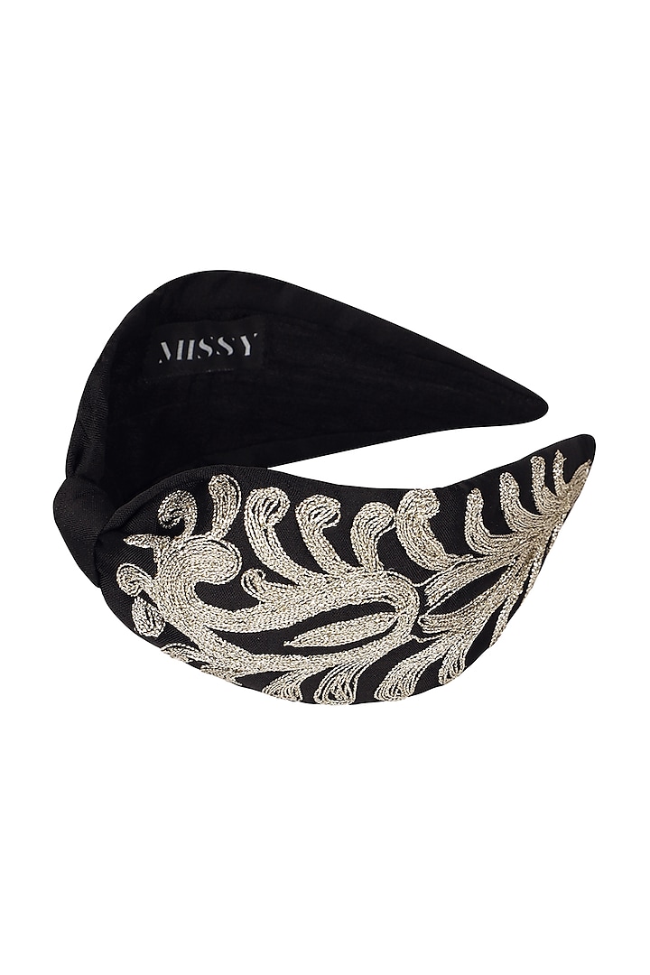 Black French Crepe Headband by MISSY