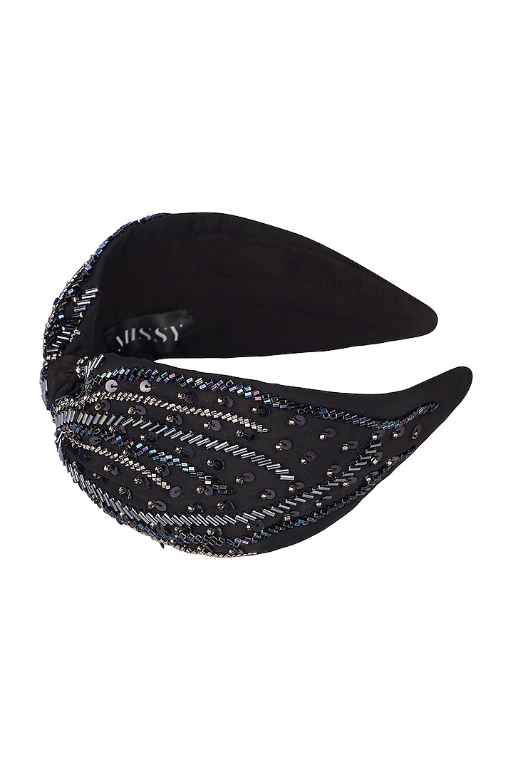Black Embellished Headband by MISSY