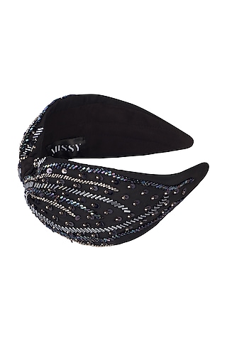 Black Embellished Headband by MISSY