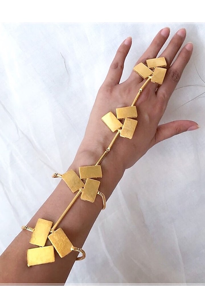 Gold Plated Handcrafted Hand Harness by Mitali Jain at Pernia's Pop Up Shop