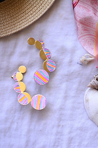 Gold Plated Handcrafted Enameled Earrings by Mitali Jain