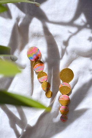 Gold Plated Enameled Earrings by Mitali Jain