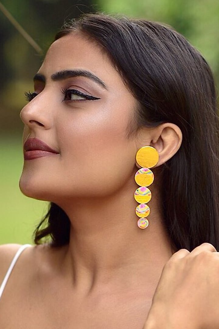 Gold Plated Enameled Earrings by Mitali Jain at Pernia's Pop Up Shop