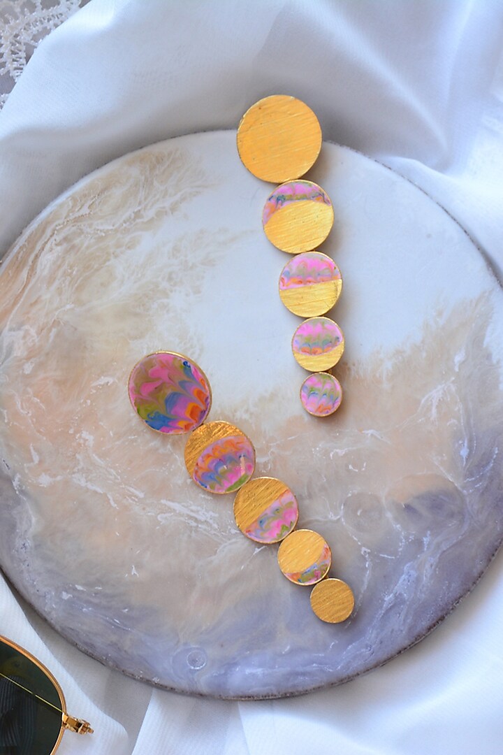 Gold Plated Enameled Earrings by Mitali Jain at Pernia's Pop Up Shop