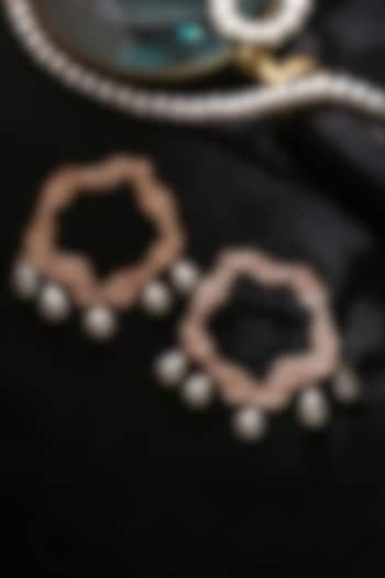 Rose Gold Plated Handcrafted Pearl Earrings by Mitali Jain