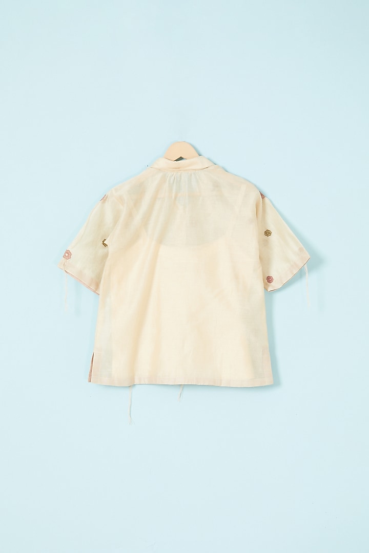 Beige Silk Chanderi Shirt by Mityan at Pernia's Pop Up Shop