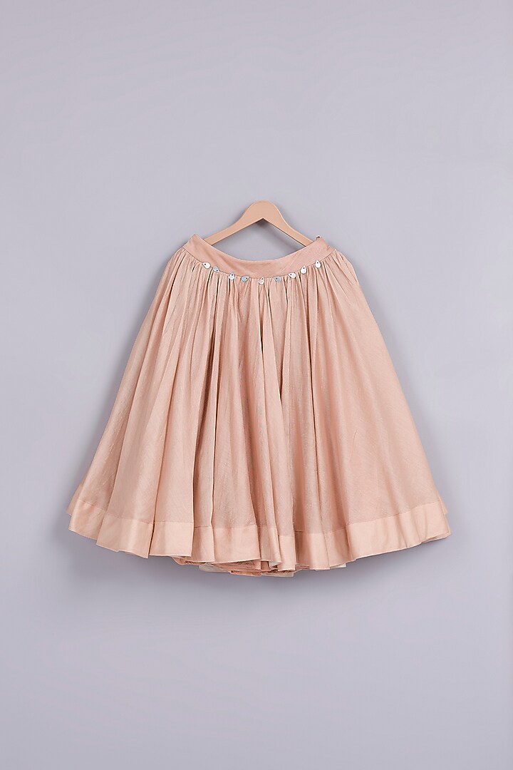 Pink Chanderi Lehenga Set For Girls by Mityan at Pernia's Pop Up Shop