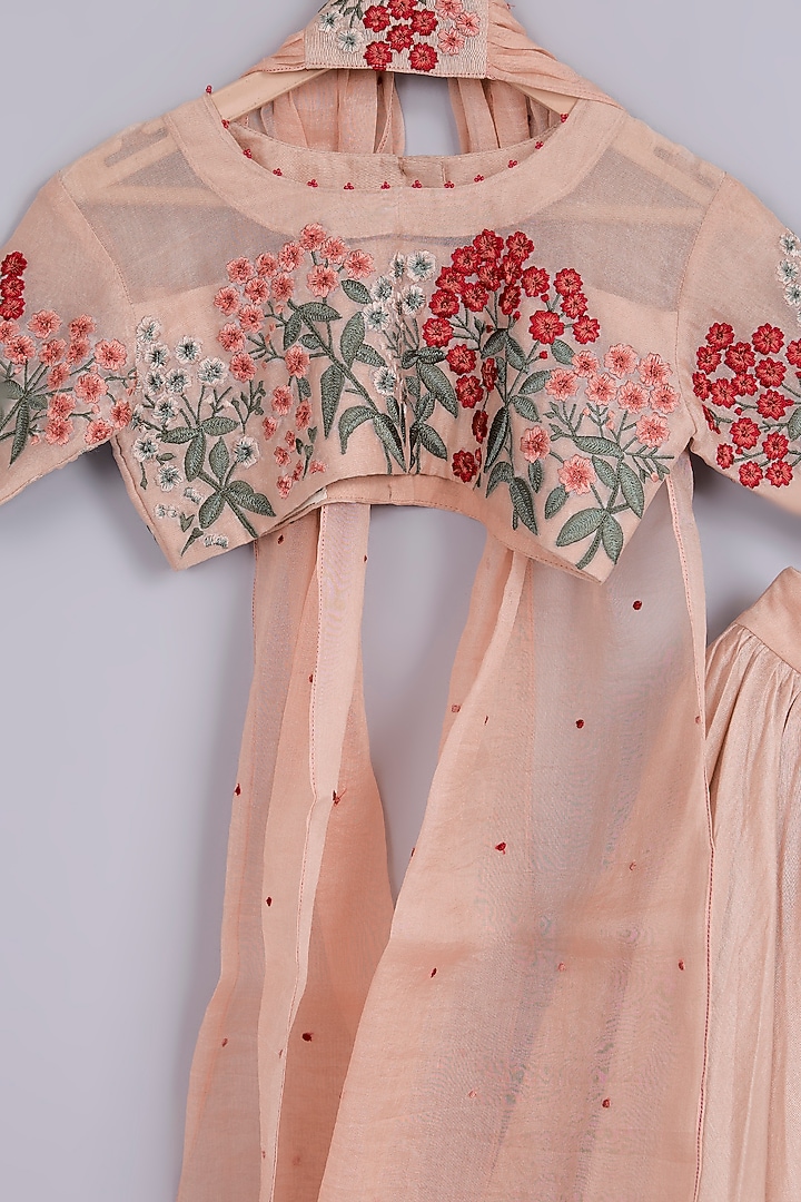 Pink Chanderi Lehenga Set For Girls by Mityan at Pernia's Pop Up Shop
