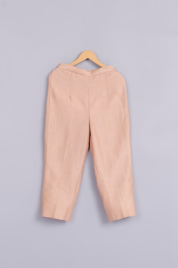 Pink Silk Chanderi Embroidered Kurta Set For Boys by Mityan at Pernia's Pop Up Shop