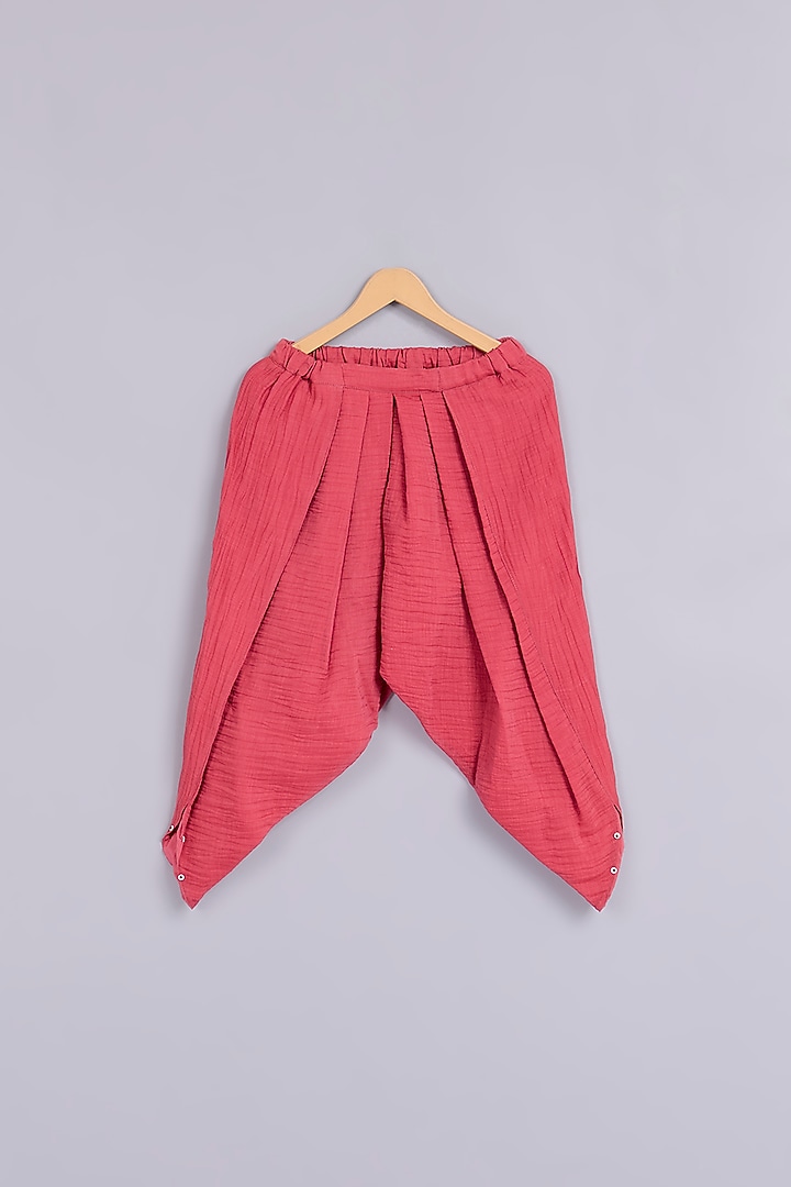 Carrot Cotton Chanderi Hand Embroidered Co-Ord Set For Girls by Mityan at Pernia's Pop Up Shop