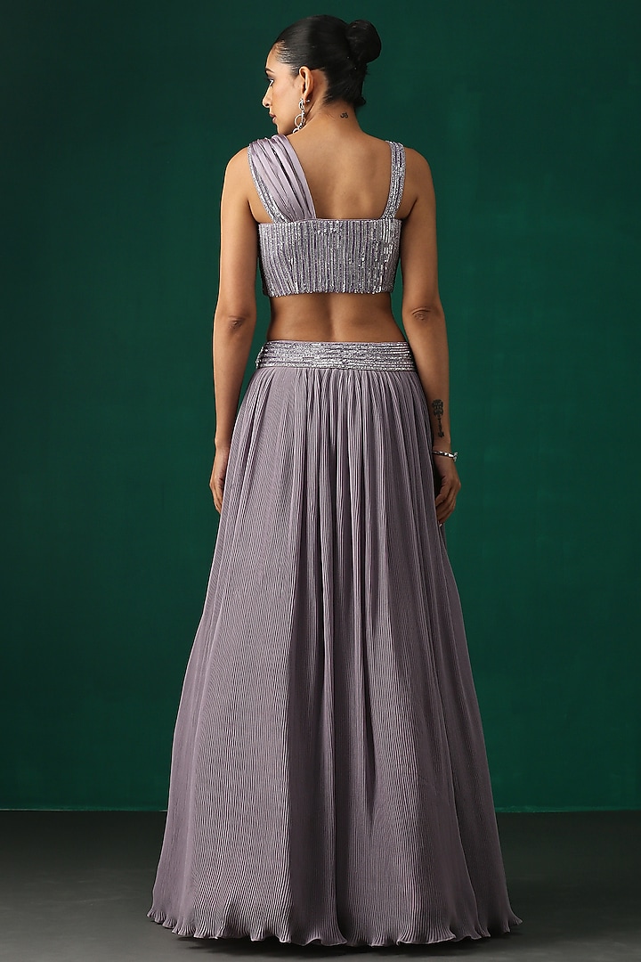 Lilac Embroidered Wedding Lehenga Set by MINAKI WOMANZ at Pernia's Pop Up Shop