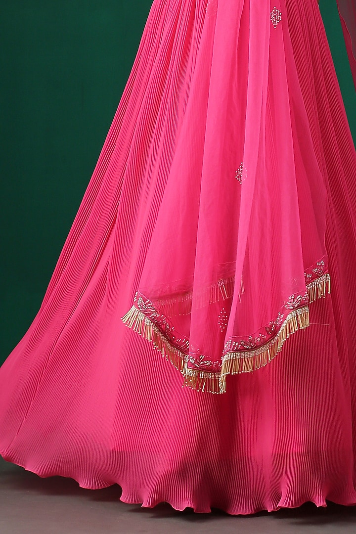 Fuchsia Hand Embroidered Wedding Lehenga Set by MINAKI WOMANZ at Pernia's Pop Up Shop