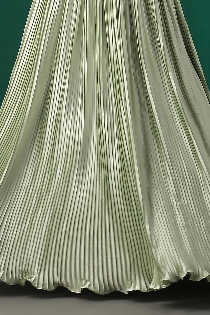 Sea Green Hand Embroidered Wedding Lehenga Set by MINAKI WOMANZ at Pernia's Pop Up Shop