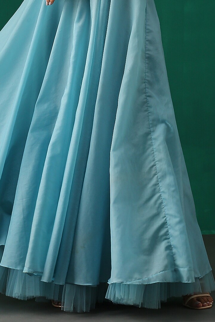 Aqua Hand Embroidered Wedding Anarkali Set by MINAKI WOMANZ at Pernia's Pop Up Shop