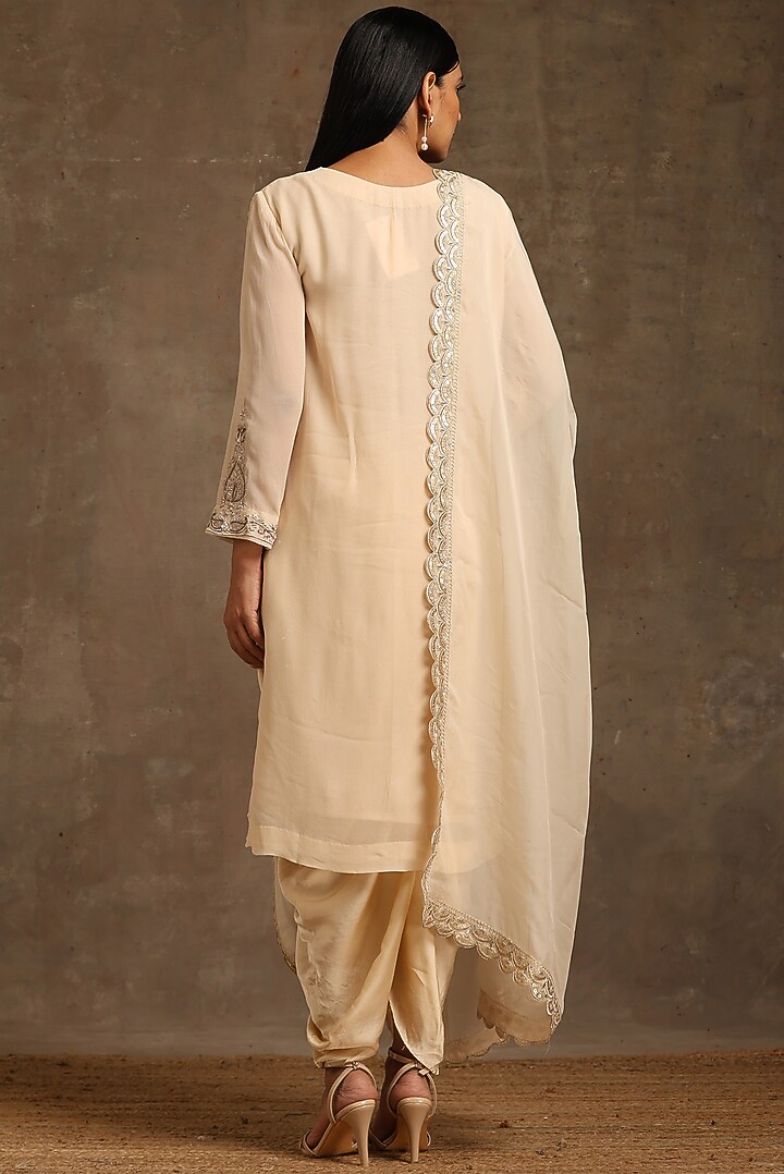 Ivory Satin Dhoti Set by MINAKI WOMANZ at Pernia's Pop Up Shop